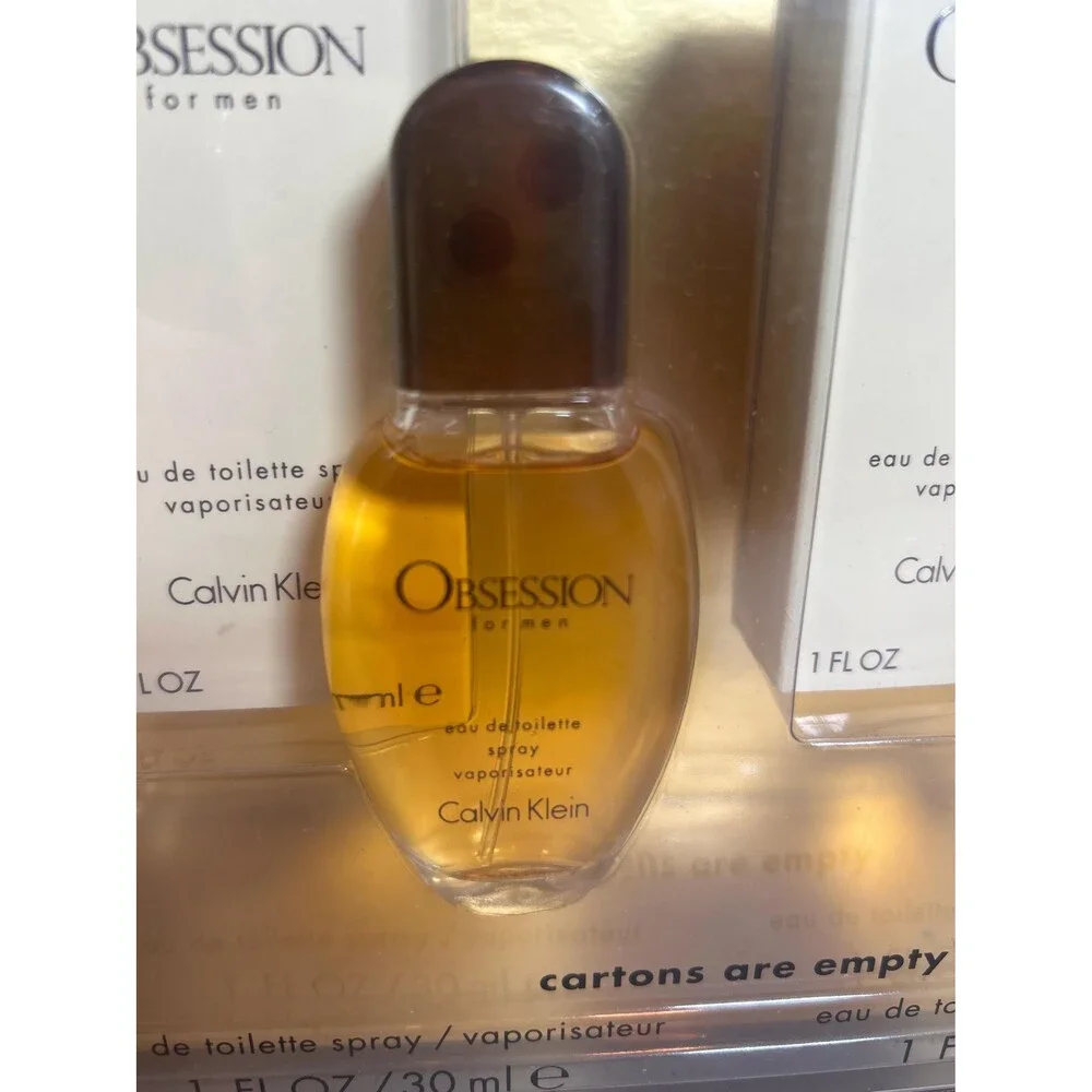 Calvin Klein Obsession for Men Gift Set 2x 1oz EDT Bottles Vintage Display